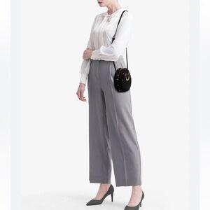 Mango round Suede leather crossbody bag dark academia